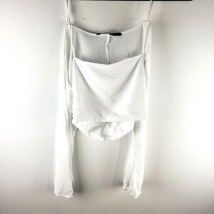 Women's Zara White Crop Top Attached Long Sleeve Jacket Size XS